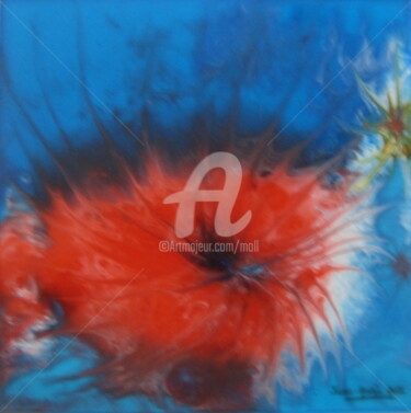 Pittura intitolato "Volcan aquatique" da Jean-Marie Moll, Opera d'arte originale, Pittura di vetro colorato