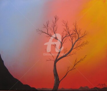 Painting titled "L'arbre" by Jean-Marie Moll, Original Artwork, Oil