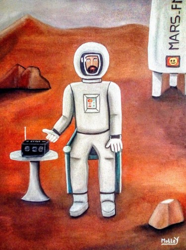 Painting titled "MARS FM" by Sylvain Guillot (Molley), Original Artwork, Oil