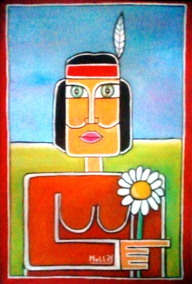 Painting titled "SQUAW" by Sylvain Guillot (Molley), Original Artwork, Oil