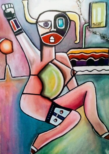 Painting titled "NUCKLEONE" by Sylvain Guillot (Molley), Original Artwork, Oil