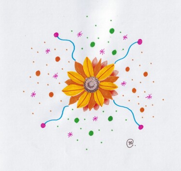 Disegno intitolato "sunflower" da Mollie Chau, Opera d'arte originale, Pennarello