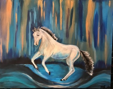 Painting titled "Horse Dancing in a…" by Molly Rootes, Original Artwork, Acrylic