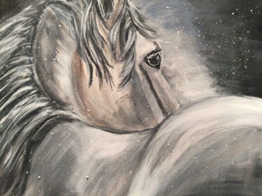 Картина под названием "Silent Snowy Night" - Molly Rootes, Подлинное произведение искусства, Акрил Установлен на Деревянная…
