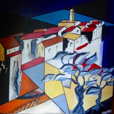 Peinture intitulée "Village" par Môm, Œuvre d'art originale, Acrylique