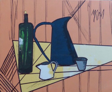 Painting titled "Pot bleu#artistsupp…" by Môm, Original Artwork, Acrylic