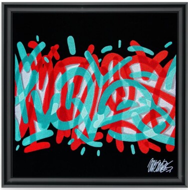 Textilkunst mit dem Titel "Momies Graffito" von Momies, Original-Kunstwerk, Stickerei