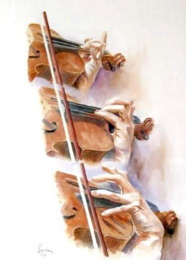Installation intitulée "La main du violonis…" par Mona Abdelkefi Roussette, Œuvre d'art originale