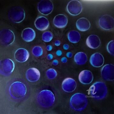 Painting titled "L'Univers bleu" by Mona Asmar Ou Mona Hecker, Original Artwork, Acrylic