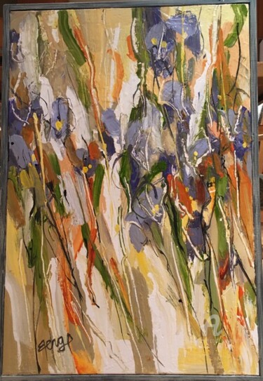 Картина под названием "Iris de Van Gogh" - Mona Berga, Подлинное произведение искусства, Масло Установлен на Деревянная рама…