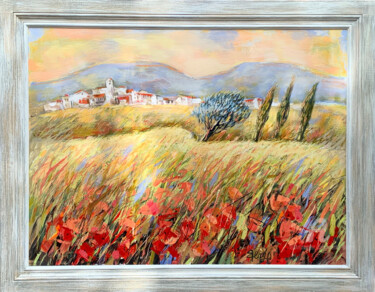 Painting titled "Sunny in Aix-en-Pro…" by Mona Berga, Original Artwork, Oil Mounted on Wood Stretcher frame