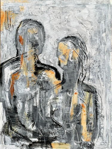 Peinture intitulée "Elle et lui" par Mona Berga, Œuvre d'art originale, Huile