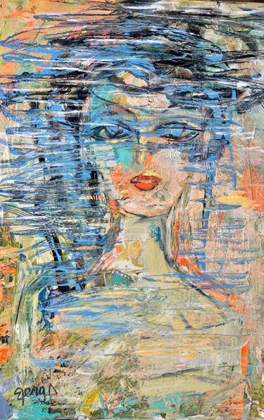Картина под названием "Ma Femme, mes Rêves" - Mona Berga, Подлинное произведение искусства, Акрил Установлен на Деревянная р…