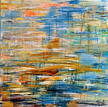 Painting titled "Eaux Profondes, Pen…" by Mona Berga, Original Artwork, Acrylic Mounted on Wood Stretcher frame