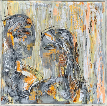 Картина под названием "A Wistful Gaze" - Mona Berga, Подлинное произведение искусства, Акрил Установлен на Деревянная рама д…