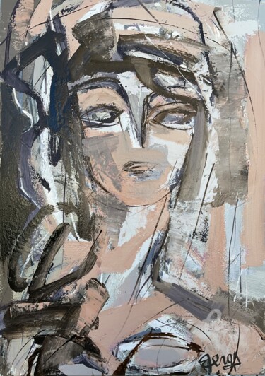 Картина под названием "Esprit CONTEMPORAIN" - Mona Berga, Подлинное произведение искусства, Масло Установлен на Деревянная р…
