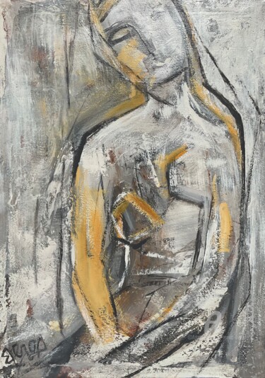 Картина под названием "Poetry Is Answer" - Mona Berga, Подлинное произведение искусства, Масло Установлен на Деревянная рама…