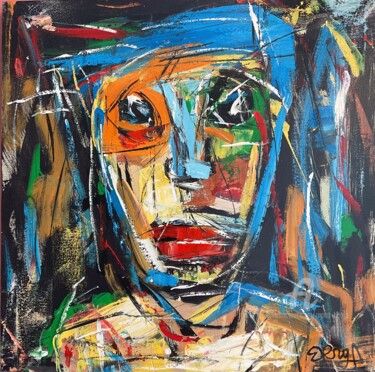 Painting titled "Basquiat Épique" by Mona Berga, Original Artwork, Oil