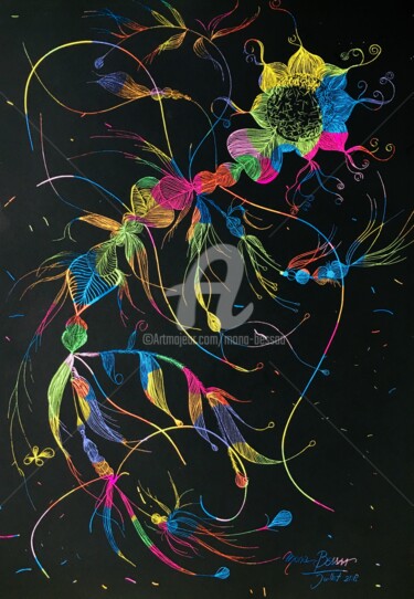 Σχέδιο με τίτλο "Rainbow specimen 03…" από Mona Bessaa, Αυθεντικά έργα τέχνης, Silverpoint
