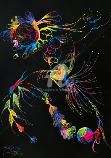 Disegno intitolato "Rainbow specimen 06" da Mona Bessaa, Opera d'arte originale, Punta d'argento