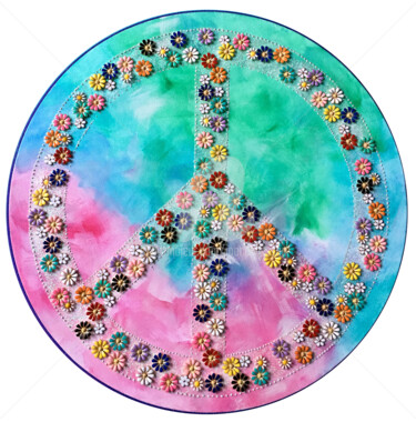 Collagen mit dem Titel "Peace and love" von Mona Bessaa, Original-Kunstwerk