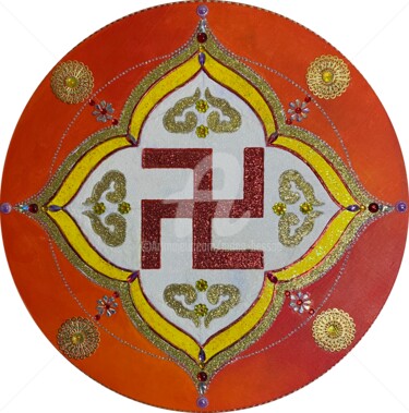 제목이 "Sauvastika"인 미술작품 Mona Bessaa로, 원작, 아크릴 목재 패널에 장착됨