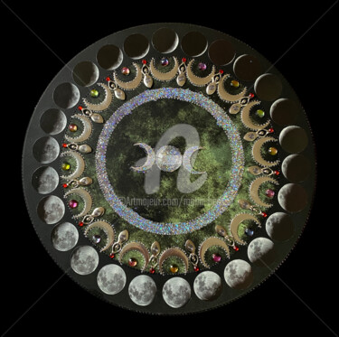 Peinture intitulée "Demandez à la lune.…" par Mona Bessaa, Œuvre d'art originale, Acrylique Monté sur Panneau de bois