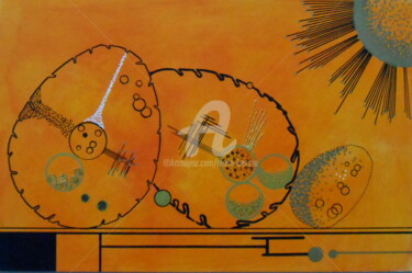 Peinture intitulée "Trois oeufs orange" par Mona Bessaa, Œuvre d'art originale, Huile