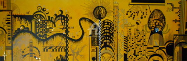 Painting titled "Cité jaune" by Mona Bessaa, Original Artwork, Oil