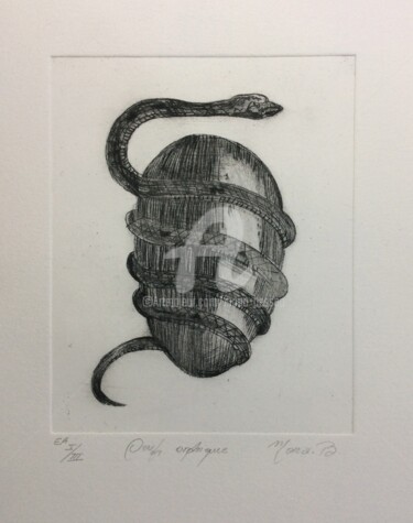 Obrazy i ryciny zatytułowany „Oeuf orphique” autorstwa Mona Bessaa, Oryginalna praca, Rytownictwo