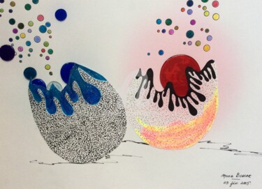 Drawing titled "Eclosion" by Mona Bessaa, Original Artwork, Marker