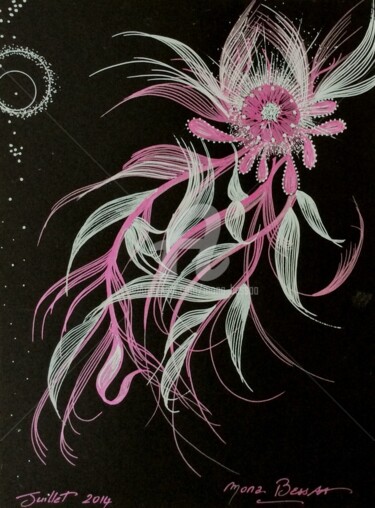 Dessin intitulée "Fleur d'Ô II" par Mona Bessaa, Œuvre d'art originale, Encre