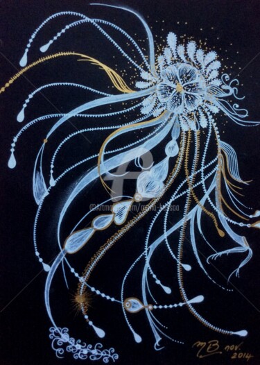 Dessin intitulée "Fleur d'Ô VII" par Mona Bessaa, Œuvre d'art originale, Encre