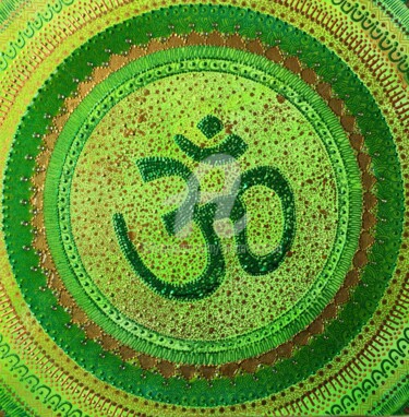 Painting titled "Om 13/108 - Green O…" by Mona Bessaa, Original Artwork, Acrylic
