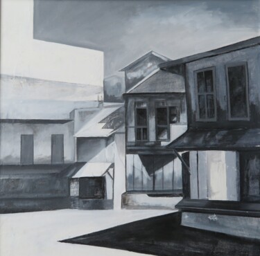 Schilderij getiteld "Empty streets" door Mona Dalal, Origineel Kunstwerk, Olie