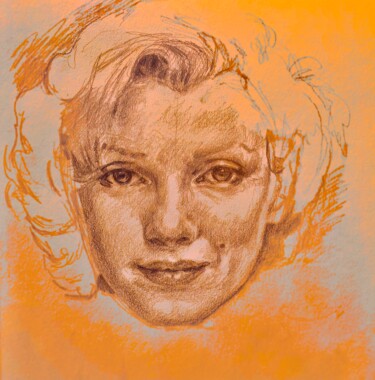 Digitale Kunst mit dem Titel "Marilyn, orange" von Mona Dia, Original-Kunstwerk, 2D digitale Arbeit
