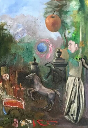 Peinture intitulée "Anthropinos" par Mona Dia, Œuvre d'art originale, Huile