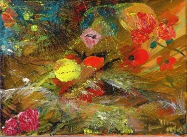 Painting titled "COQUELICOTS" by Mona Roussette, Original Artwork
