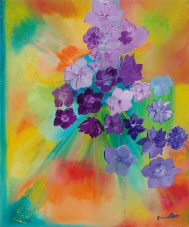 Peinture intitulée "eclat de fleurs" par Mona Roussette, Œuvre d'art originale