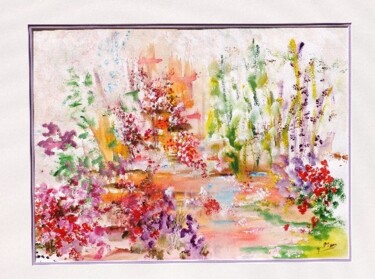 Peinture intitulée "le jardin de mona" par Mona Roussette, Œuvre d'art originale