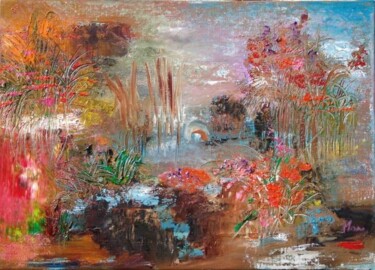 Peinture intitulée "Petit jardin" par Mona Roussette, Œuvre d'art originale
