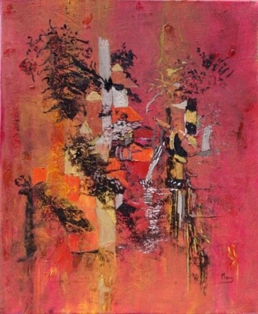 Peinture intitulée "rouge de chine" par Mona Roussette, Œuvre d'art originale