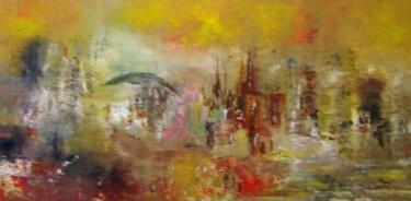 Peinture intitulée "Sous la pluie" par Mona Roussette, Œuvre d'art originale