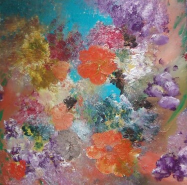 Peinture intitulée "tableau fleurs: le…" par Mona Roussette, Œuvre d'art originale