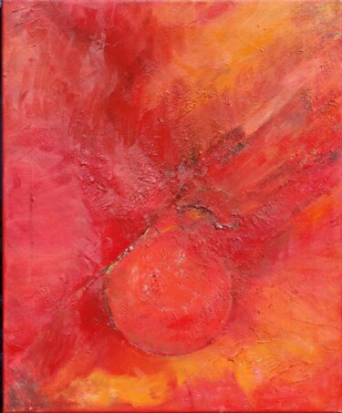 Peinture intitulée "La sphère mandarine" par Mona Roussette, Œuvre d'art originale