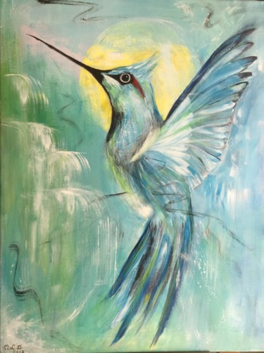 Peinture intitulée "Juste un oiseau" par Monagaya, Œuvre d'art originale, Acrylique