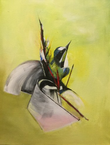 Painting titled "Lovely bird" by Monagaya, Original Artwork, Acrylic