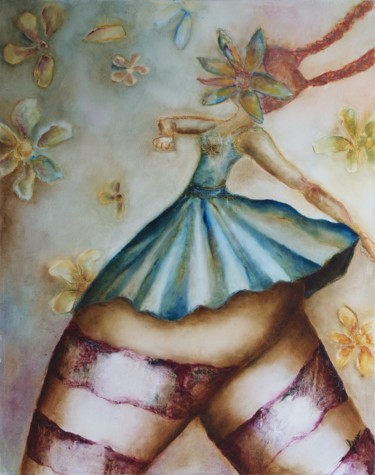 Peinture intitulée "fine fleur" par Monange, Œuvre d'art originale, Huile