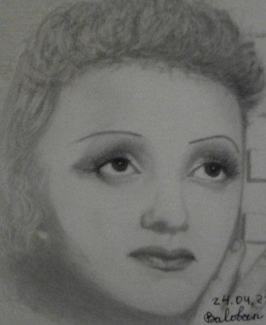 「Portrait Édith Piaf」というタイトルの描画 Nadège Balobanによって, オリジナルのアートワーク, 鉛筆