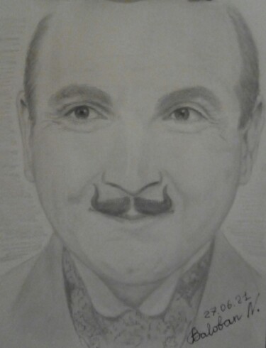 Рисунок под названием "Hercule Poirot (Dav…" - Nadège Baloban, Подлинное произведение искусства, Карандаш